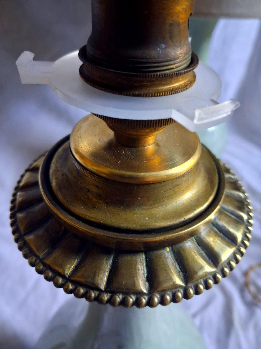 Paire de lampe céladon bronze et porcelaine-photo-5