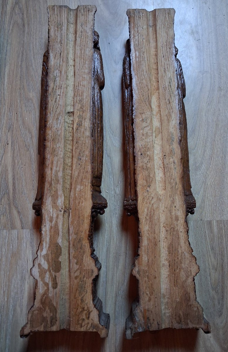 Paire de bois sculpté gothique du XIX-photo-1