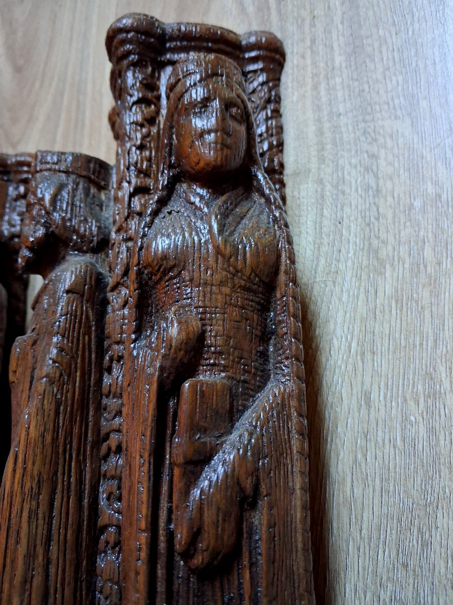 Paire de bois sculpté gothique du XIX-photo-5