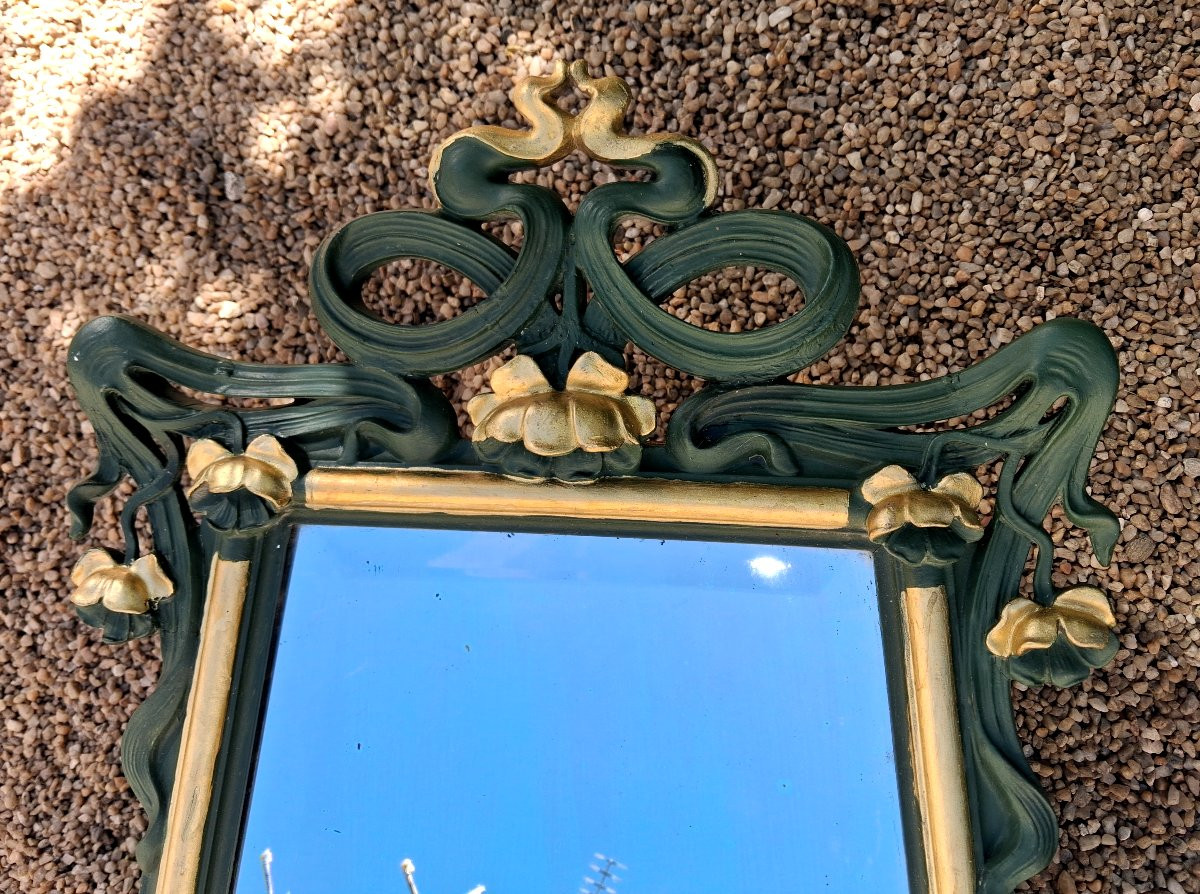 Art Nouveau Miroir Biseauté Trapézoidal Nouille-photo-2