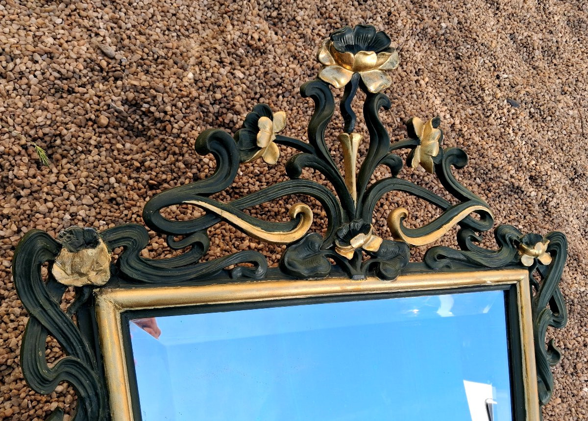 Art Nouveau Miroir Biseauté Trapézoidal Nouille-photo-3