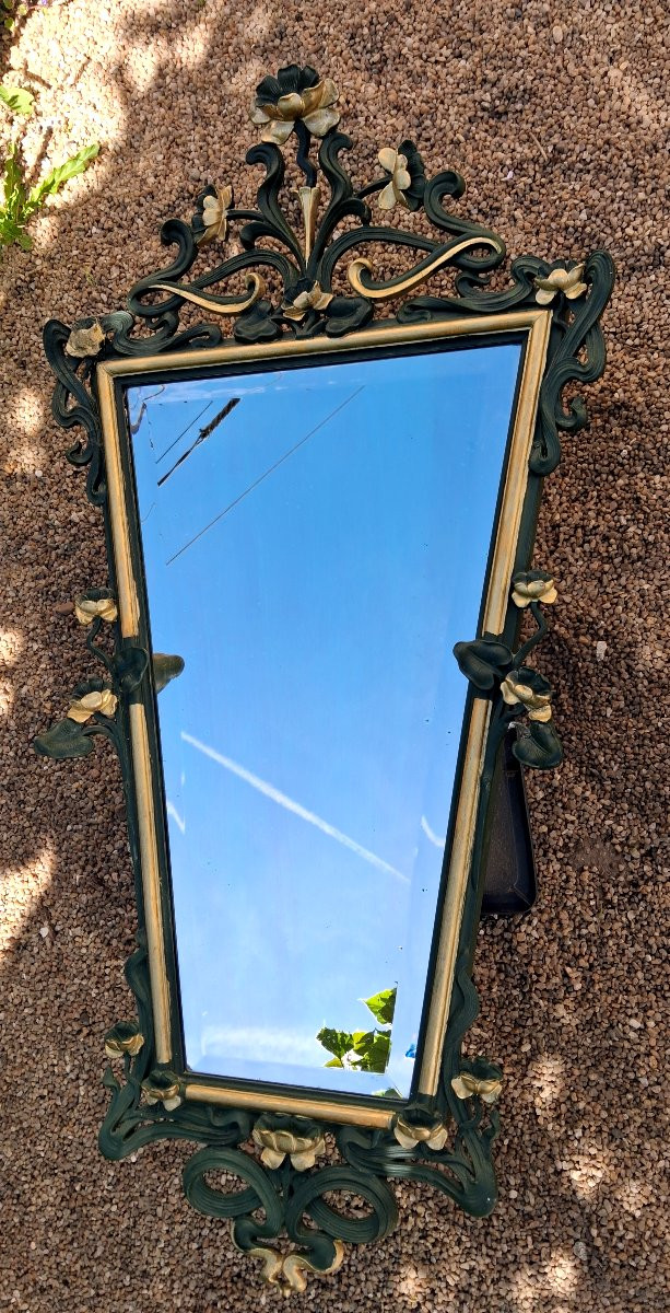 Art Nouveau Miroir Biseauté Trapézoidal Nouille-photo-8