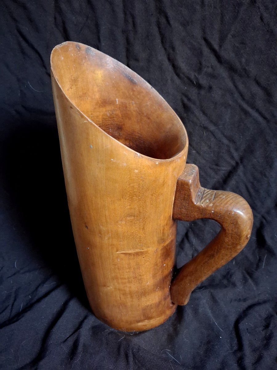 1950¨_60  Pichet brutaliste en bois sculpté-photo-2