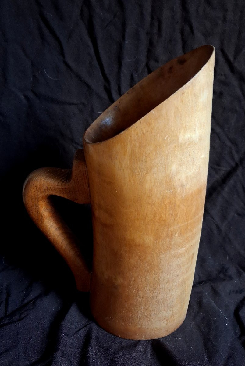 1950¨_60  Pichet brutaliste en bois sculpté-photo-3