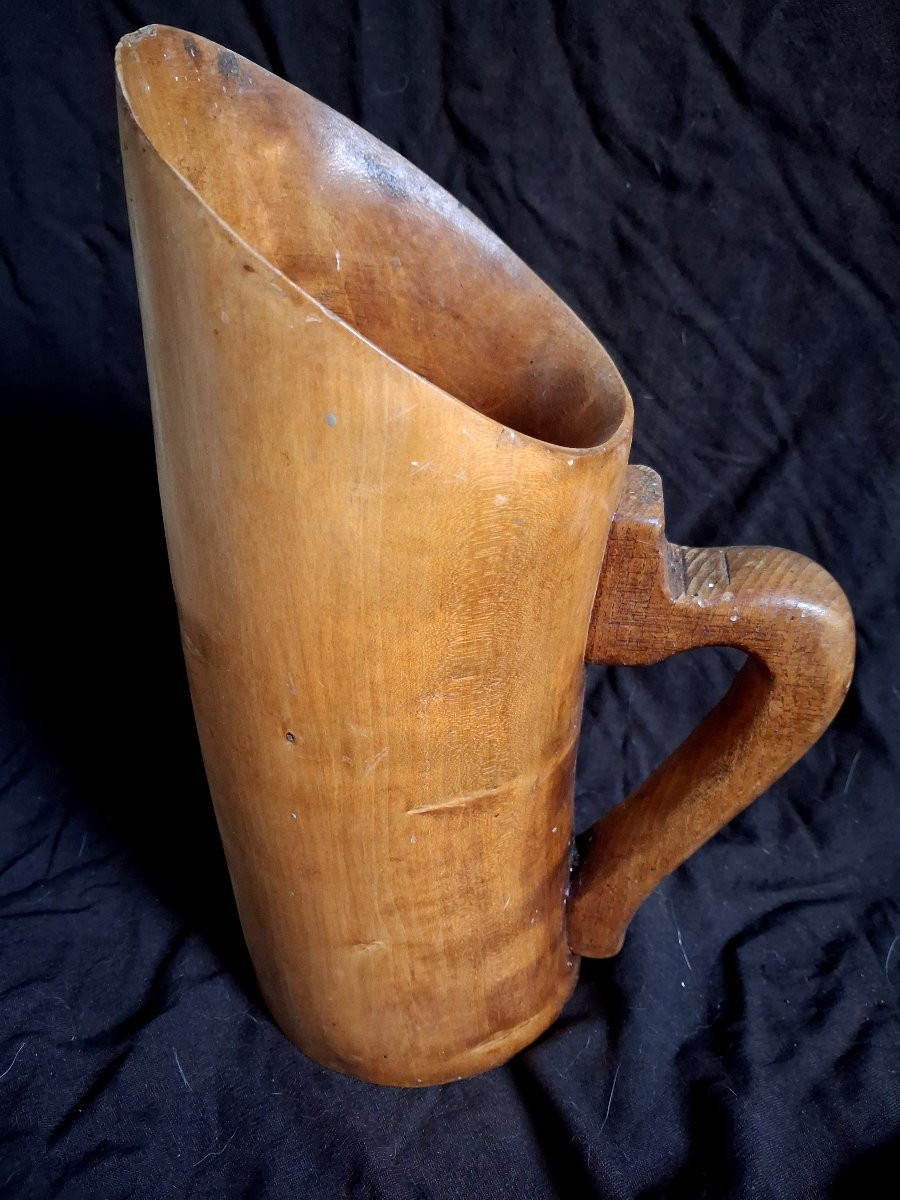 1950¨_60  Pichet brutaliste en bois sculpté-photo-4