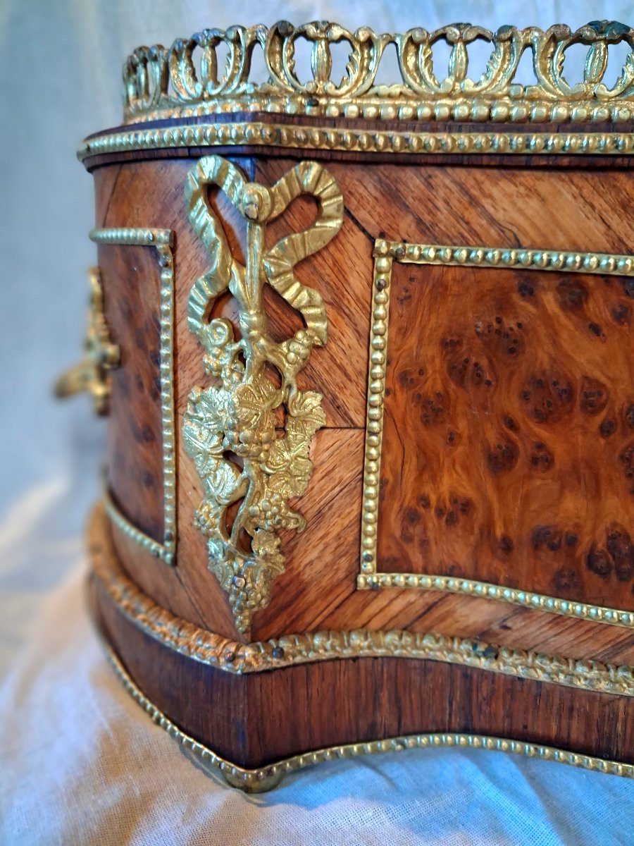 Bronze And Wood Planter, Curved On All Sides-photo-3