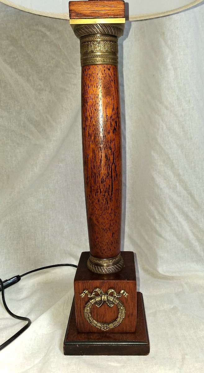 Empire-style Mahogany And Bronze Lamp-photo-2