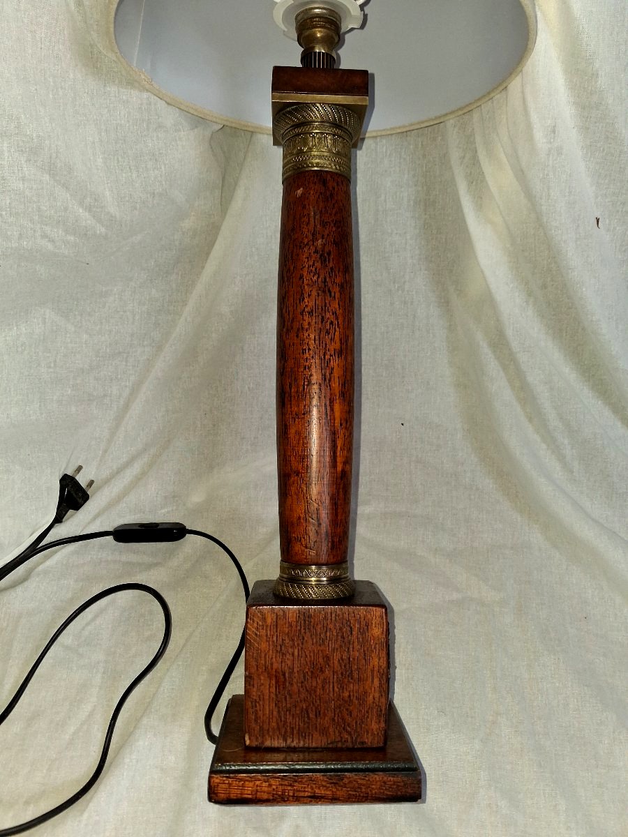 Empire-style Mahogany And Bronze Lamp-photo-2