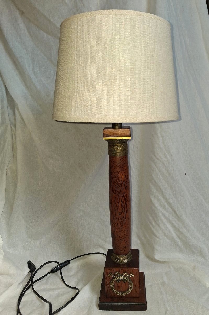 Empire-style Mahogany And Bronze Lamp