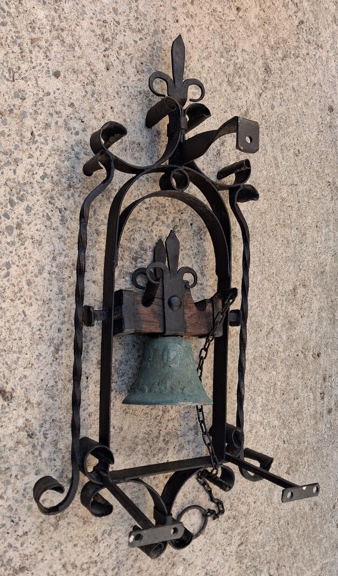 Ancienne cloche de propriété fer forgé et bronze -photo-8