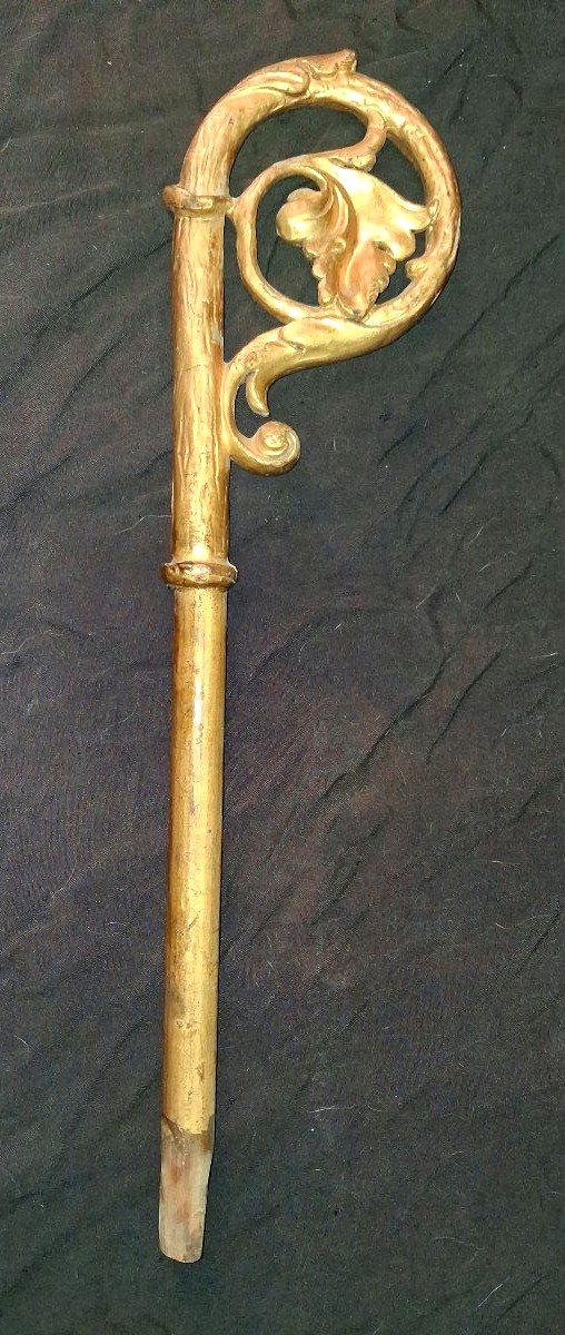 18th-century Gilded Wooden Bishop's Crozier-photo-2