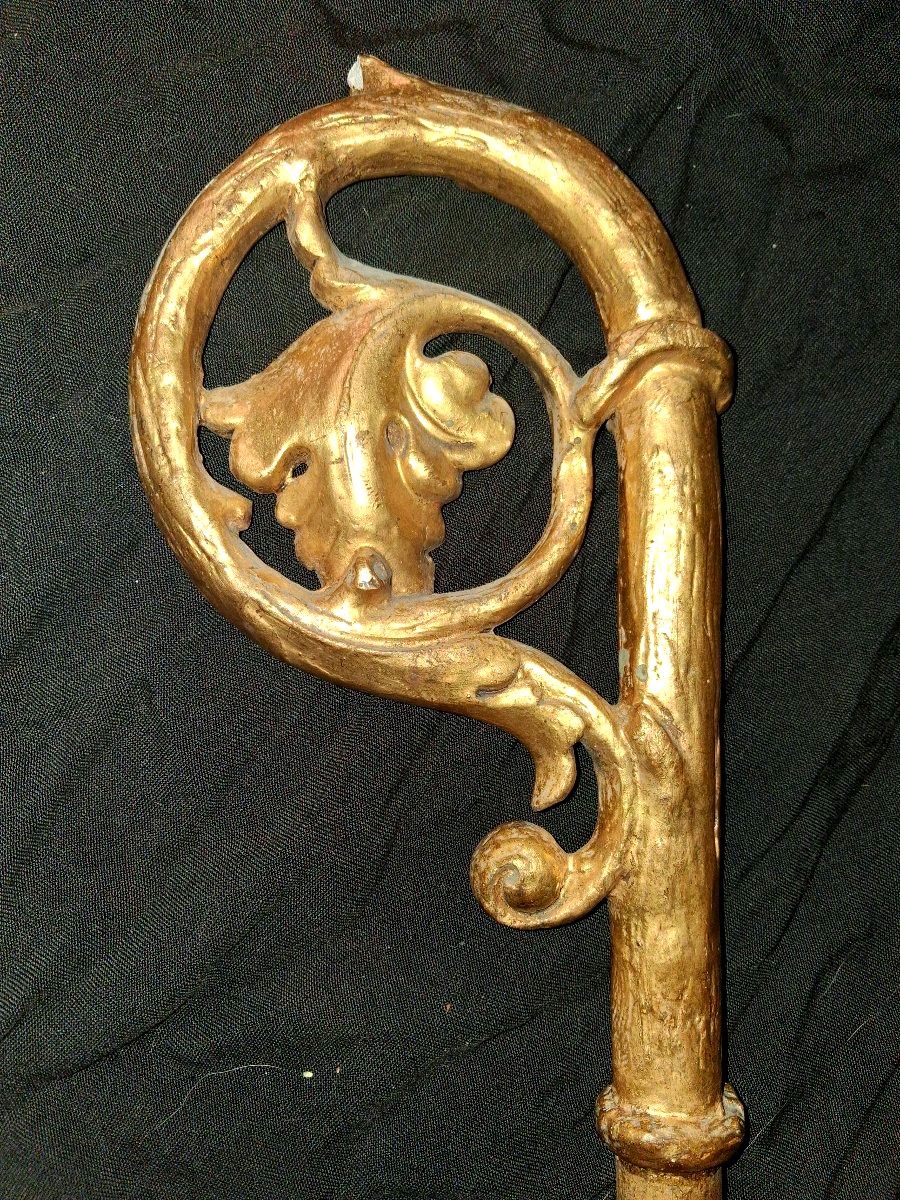 18th-century Gilded Wooden Bishop's Crozier-photo-4