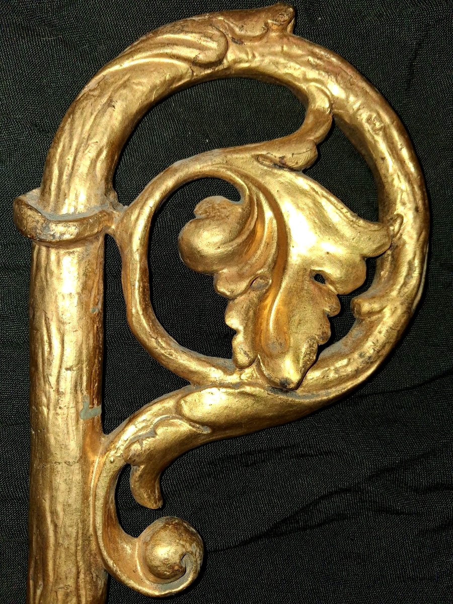 18th-century Gilded Wooden Bishop's Crozier-photo-2