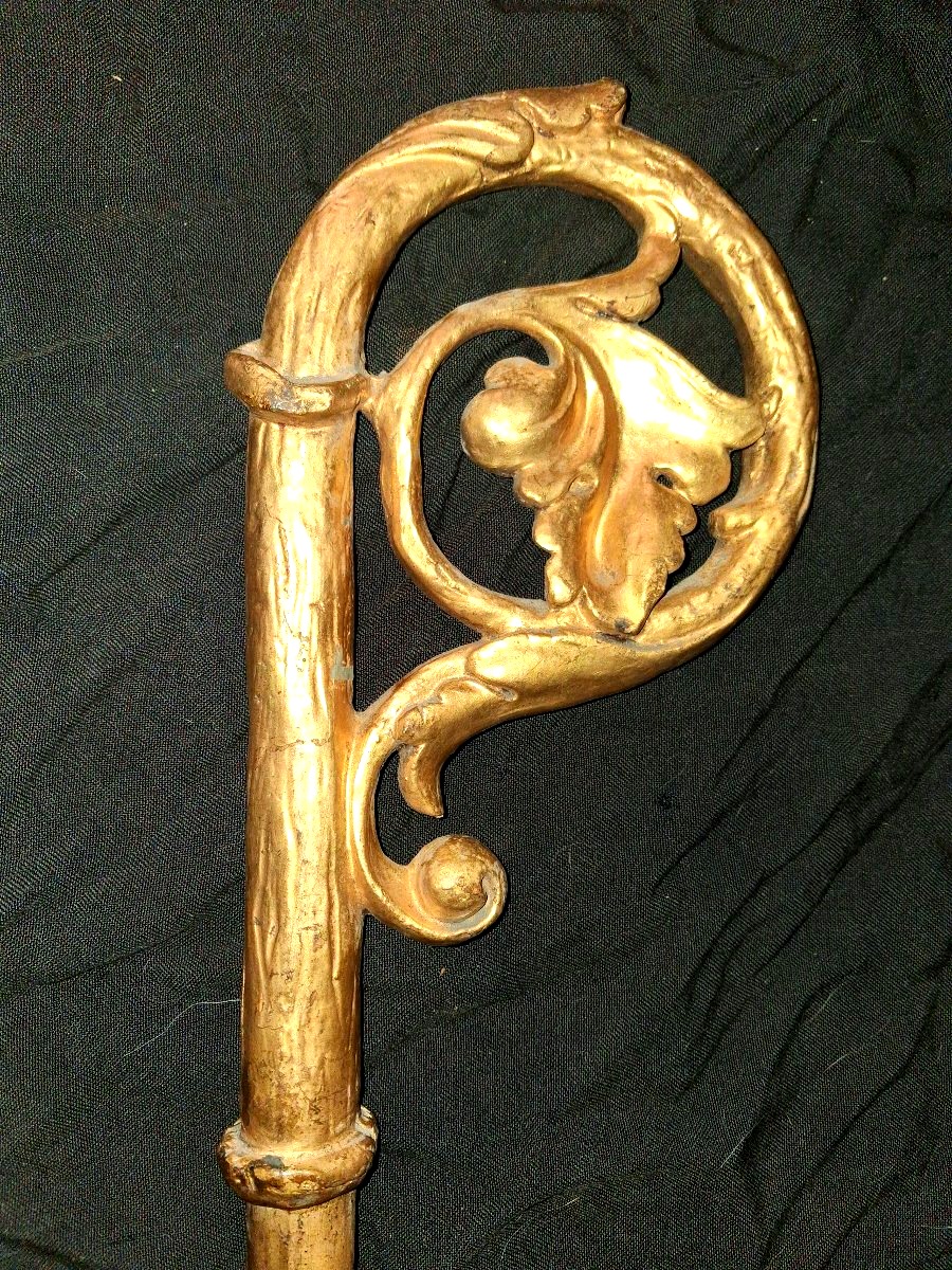 18th-century Gilded Wooden Bishop's Crozier