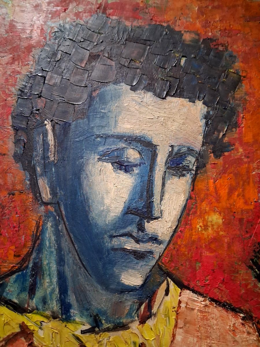 1956  Guitariste et ses amis  huile sur panneau 65X54 cm-photo-2