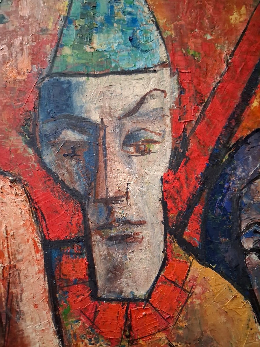 1956  Guitariste et ses amis  huile sur panneau 65X54 cm-photo-3