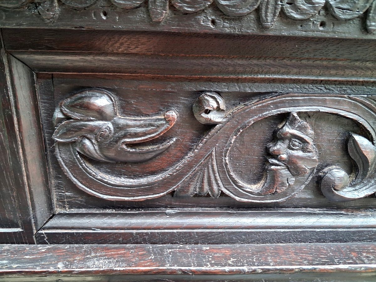 Fauteuil Cathèdre renaissance en chêne du XIX et avant -photo-3