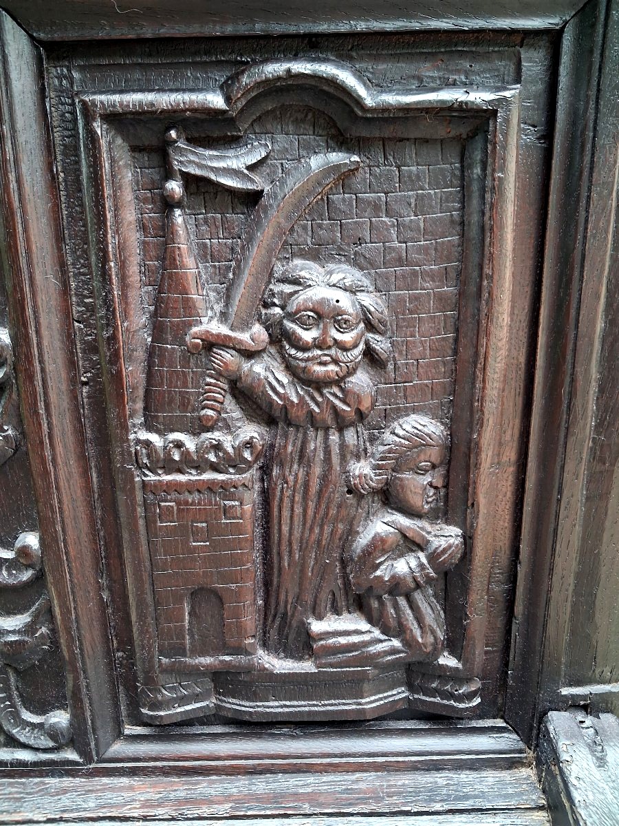 Fauteuil Cathèdre renaissance en chêne du XIX et avant -photo-4