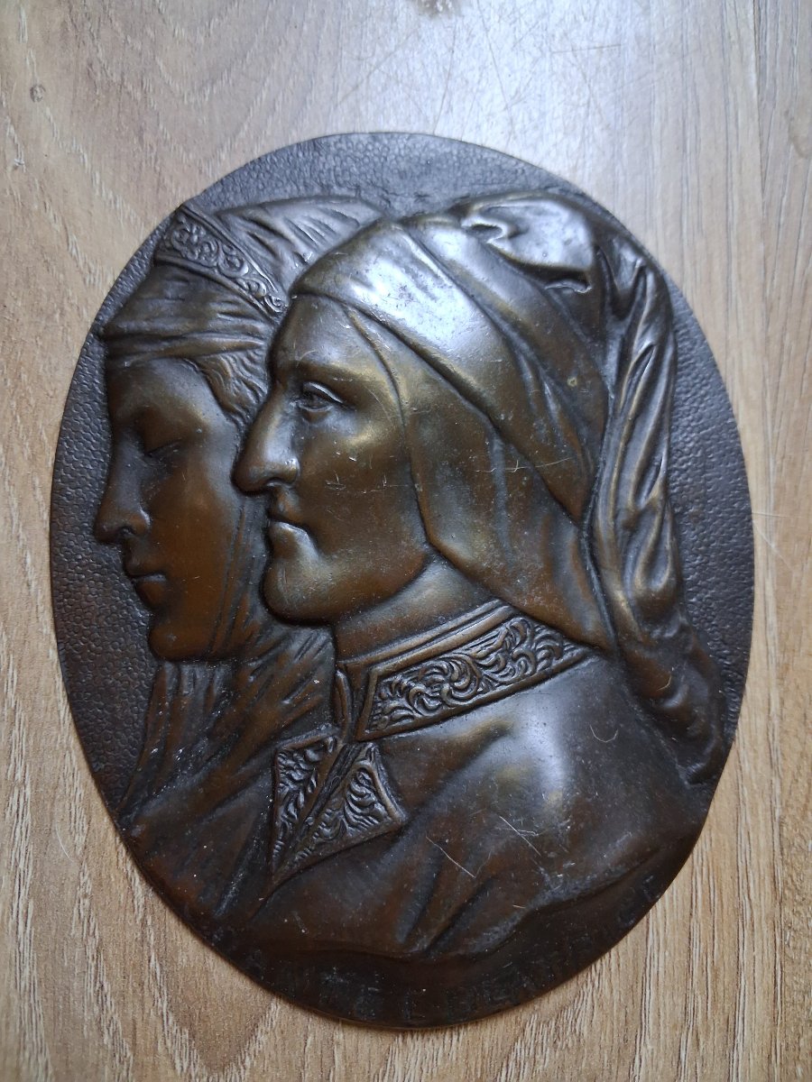 Grand Tour Paire de Médaillons de profil de Raffaello et Dante  Firenze-photo-3