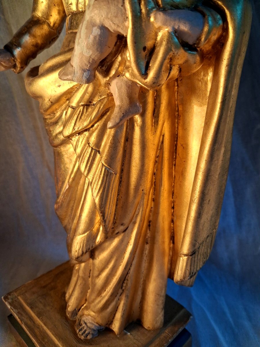 Gilded Wooden Statue Of The Virgin And Child-photo-2