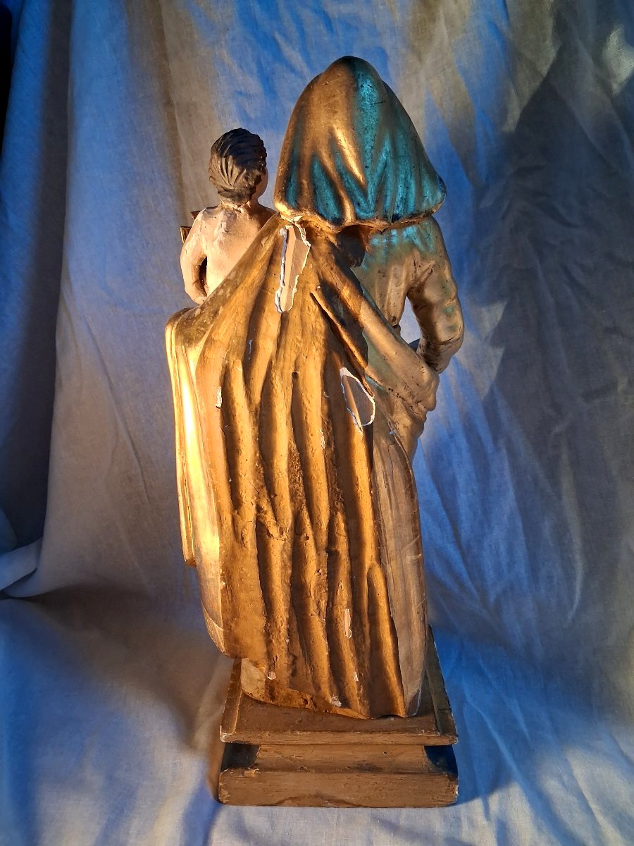 Gilded Wooden Statue Of The Virgin And Child-photo-4