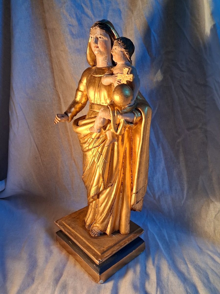 Gilded Wooden Statue Of The Virgin And Child-photo-6