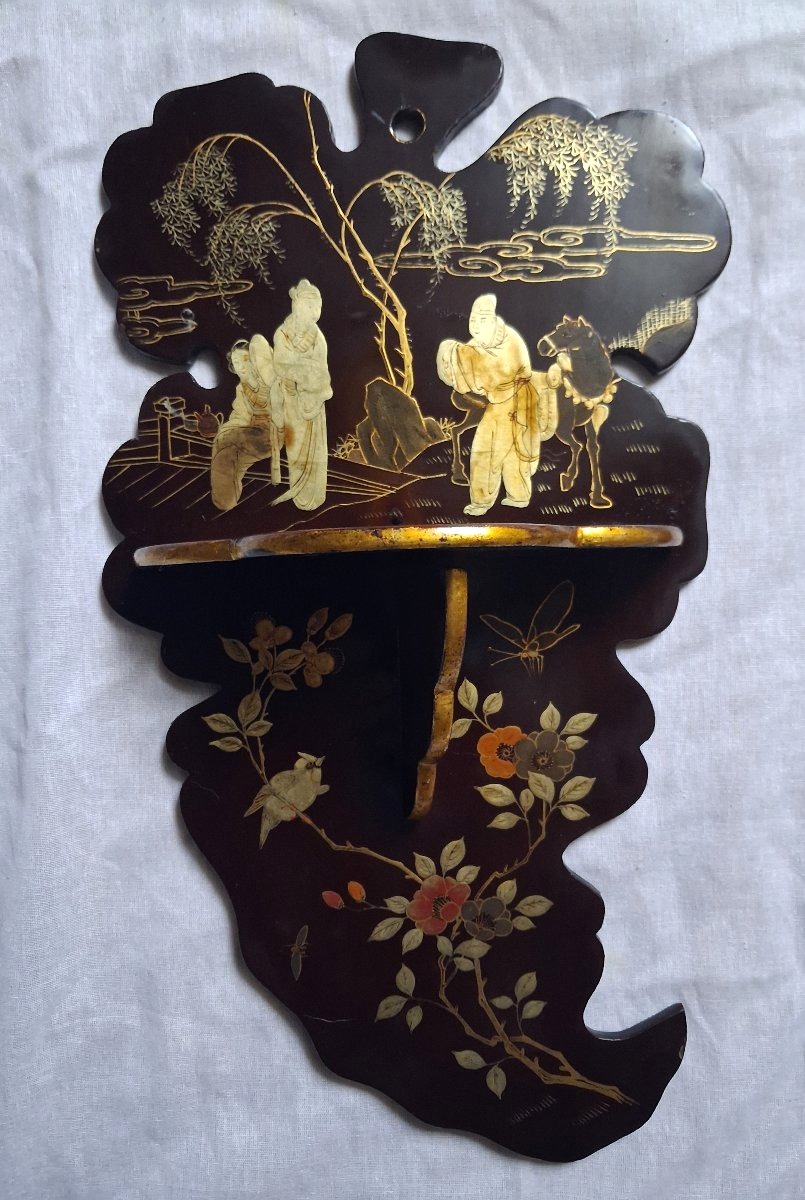 Pair Of Folding Shelves Made Of Japanese Lacquer-photo-4