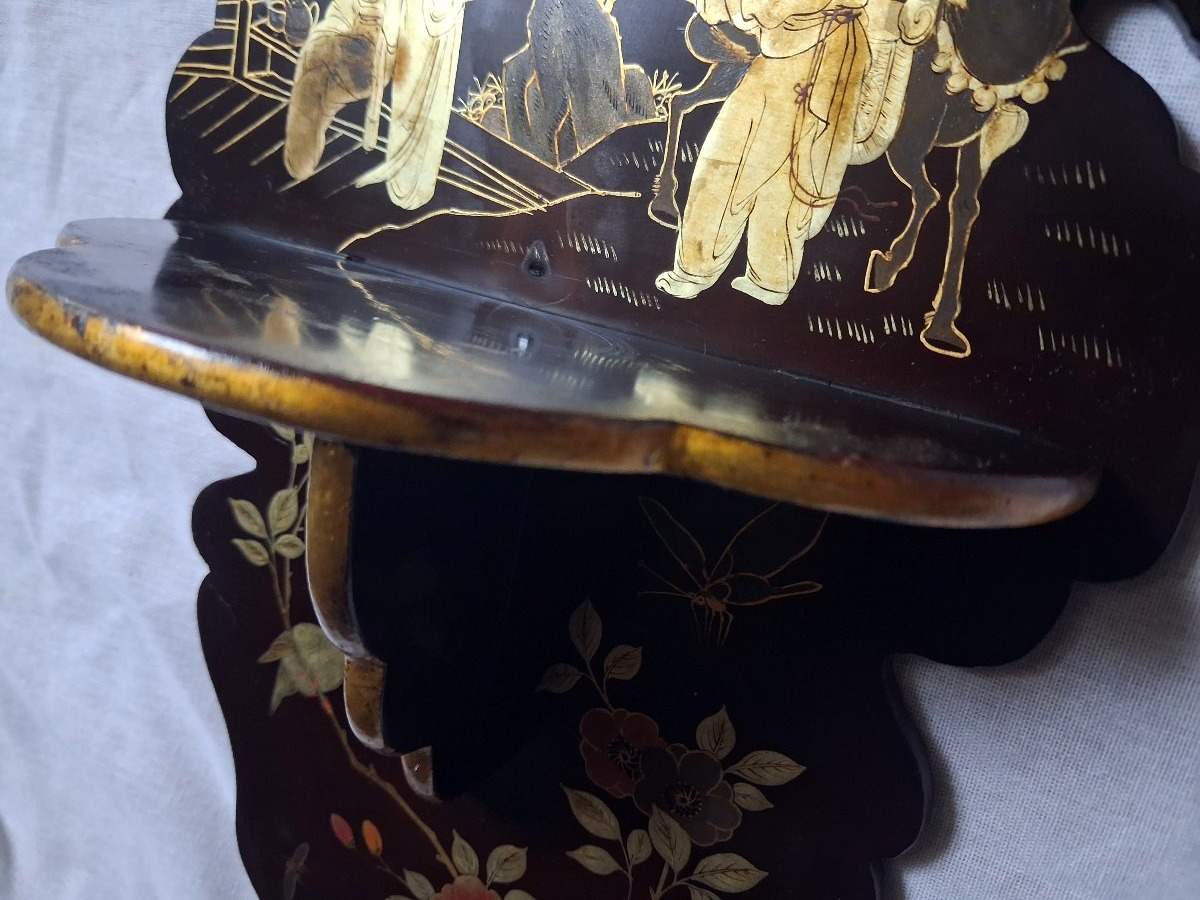 Pair Of Folding Shelves Made Of Japanese Lacquer-photo-3