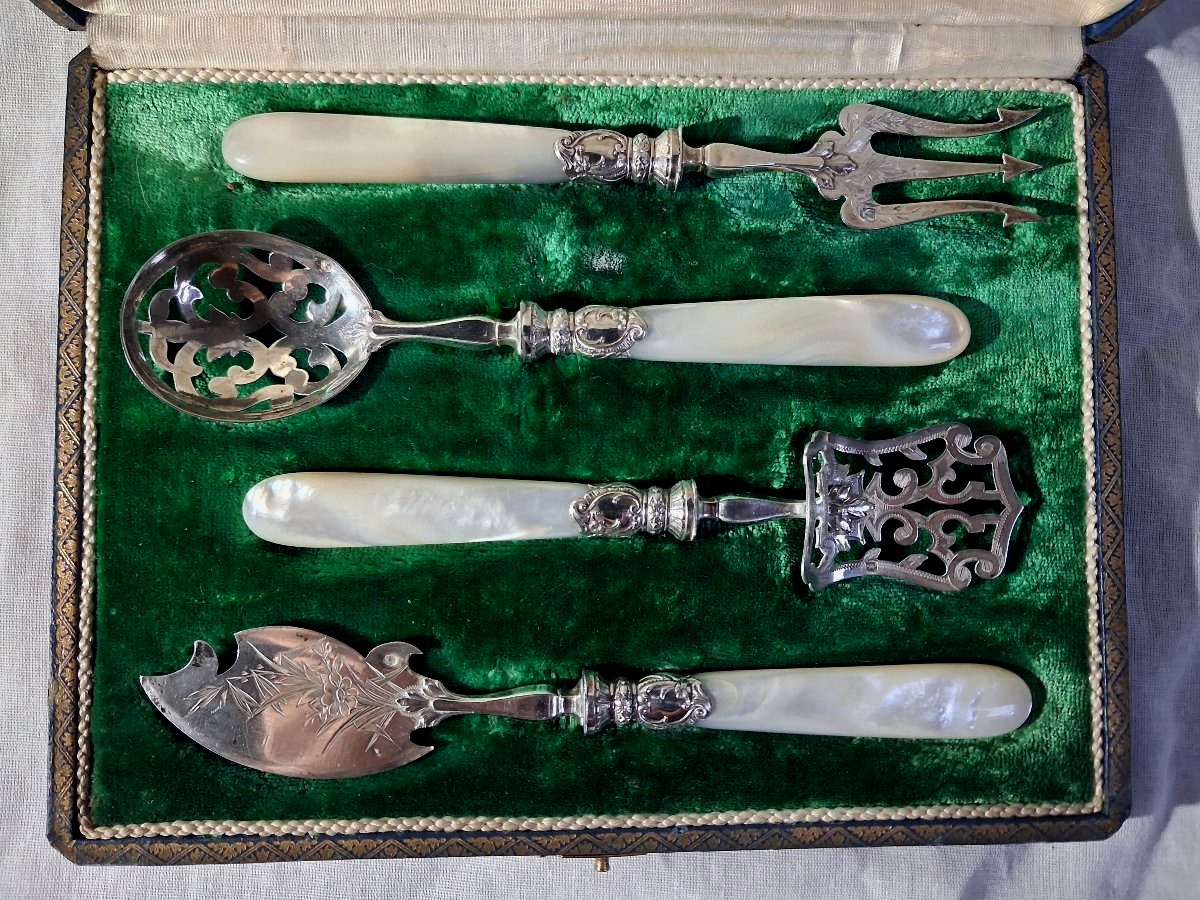 Solid Silver And Mother-of-pearl Dessert Set