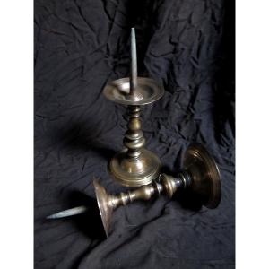 Pair Of Bronze Candle Holders