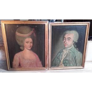 XVIII Pair Of Portraits Louis XVI Period