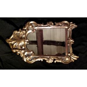 Small Regency Period Mirror With Golden Wood Beads 60x36 Cm