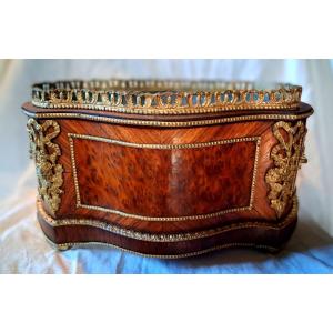 Bronze And Wood Planter, Curved On All Sides