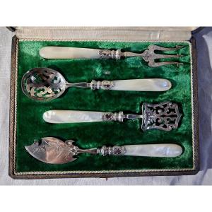 Solid Silver And Mother-of-pearl Dessert Set