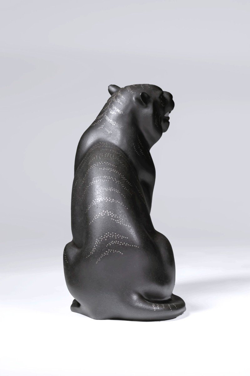 Bronze japonais de Takahashi Kaishu  - Tigre - (Japon, Showa, 1926-1989, vers 1950)-photo-3