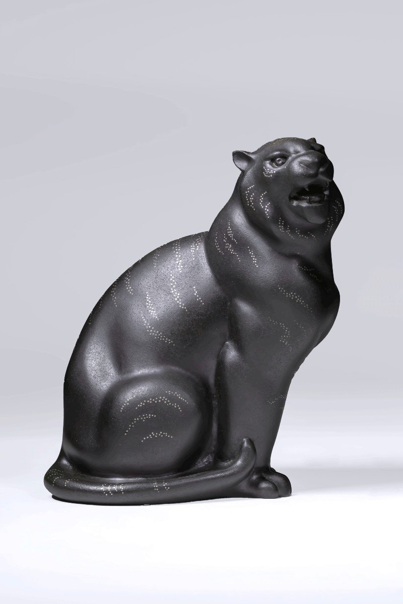 Bronze japonais de Takahashi Kaishu  - Tigre - (Japon, Showa, 1926-1989, vers 1950)