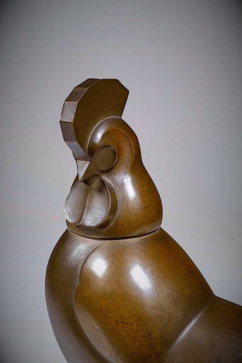 Japanese Bronze Sculpture By Hachii Kôji - Rooster - (japan, Showa Era, 1926 – 1989)-photo-1