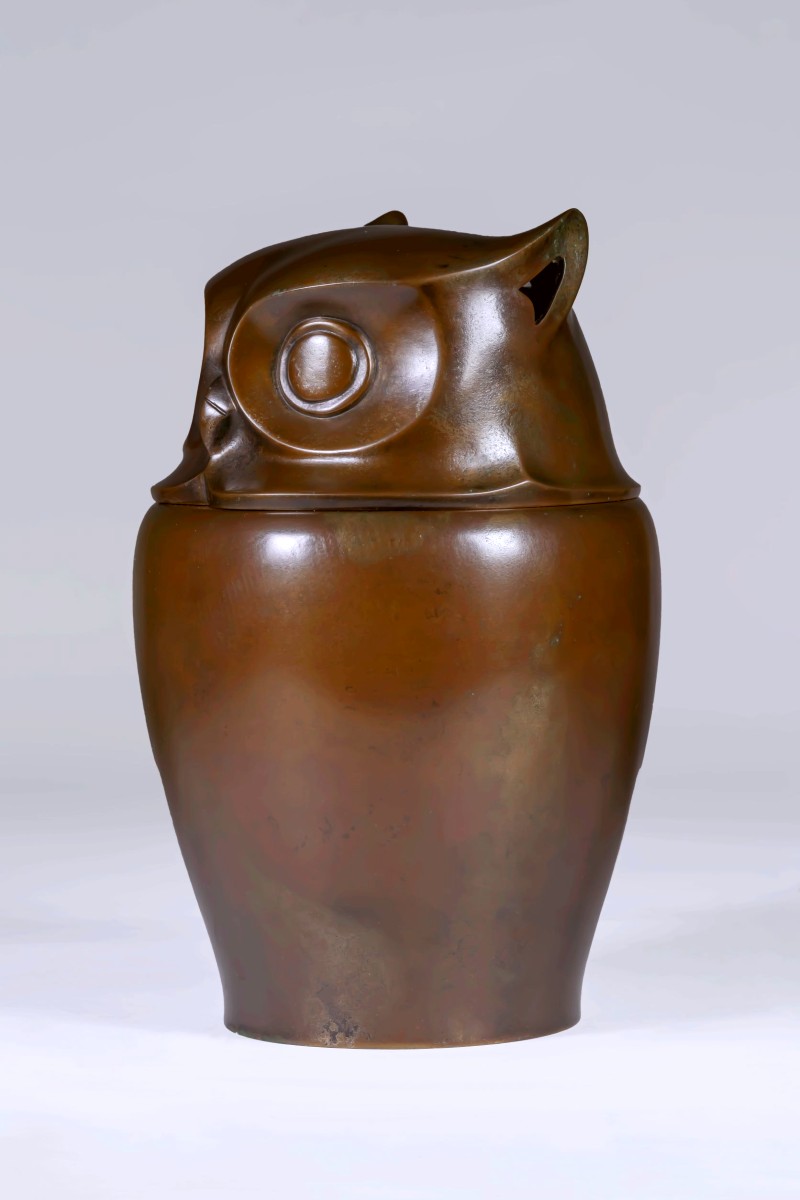 Bronze Japonais de Sugai Shôzô  - Brûle parfum - Hibou  - (Japon, Showa, 1926 – 1989)-photo-2