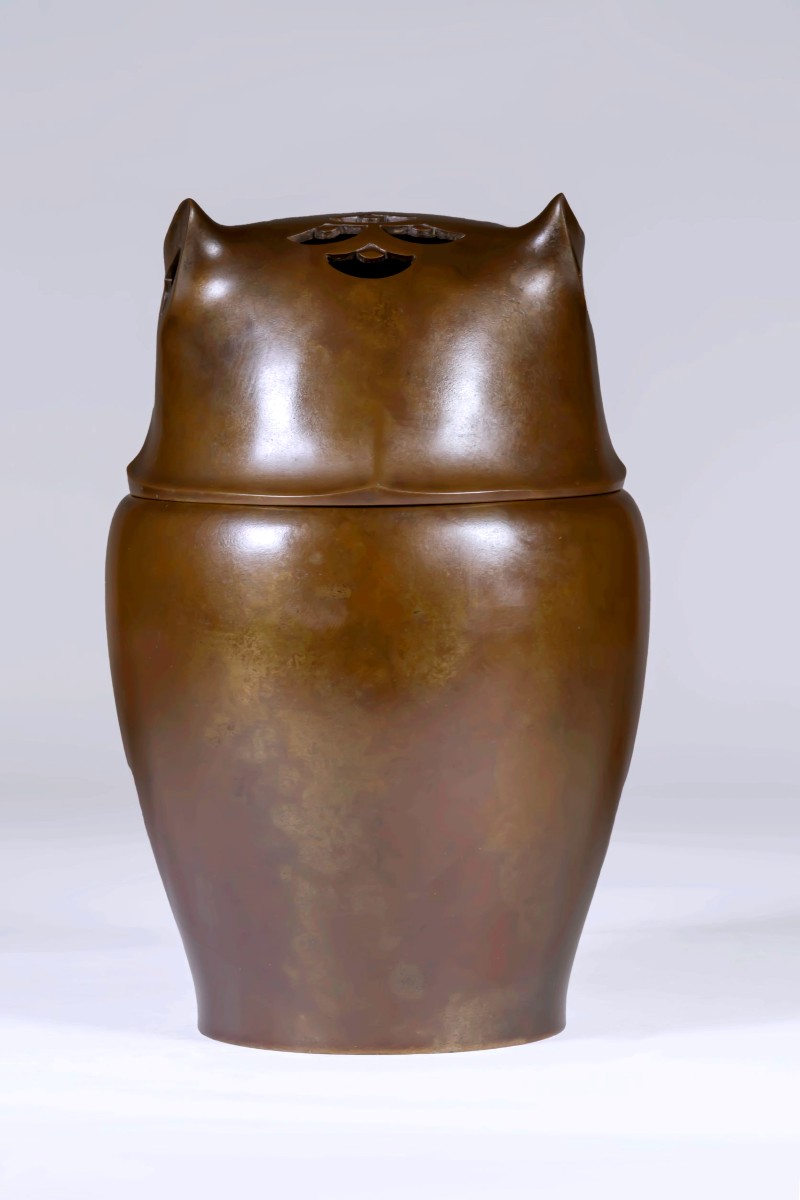 Bronze Japonais de Sugai Shôzô  - Brûle parfum - Hibou  - (Japon, Showa, 1926 – 1989)-photo-4