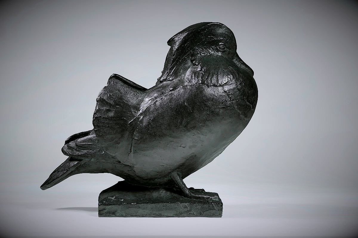 Signed Japanese Bronze - Mandarin Duck - (japan, Showa, 1926–1989)-photo-2