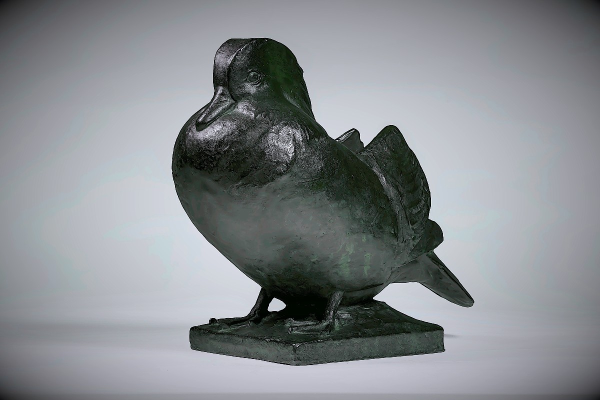Signed Japanese Bronze - Mandarin Duck - (japan, Showa, 1926–1989)-photo-3