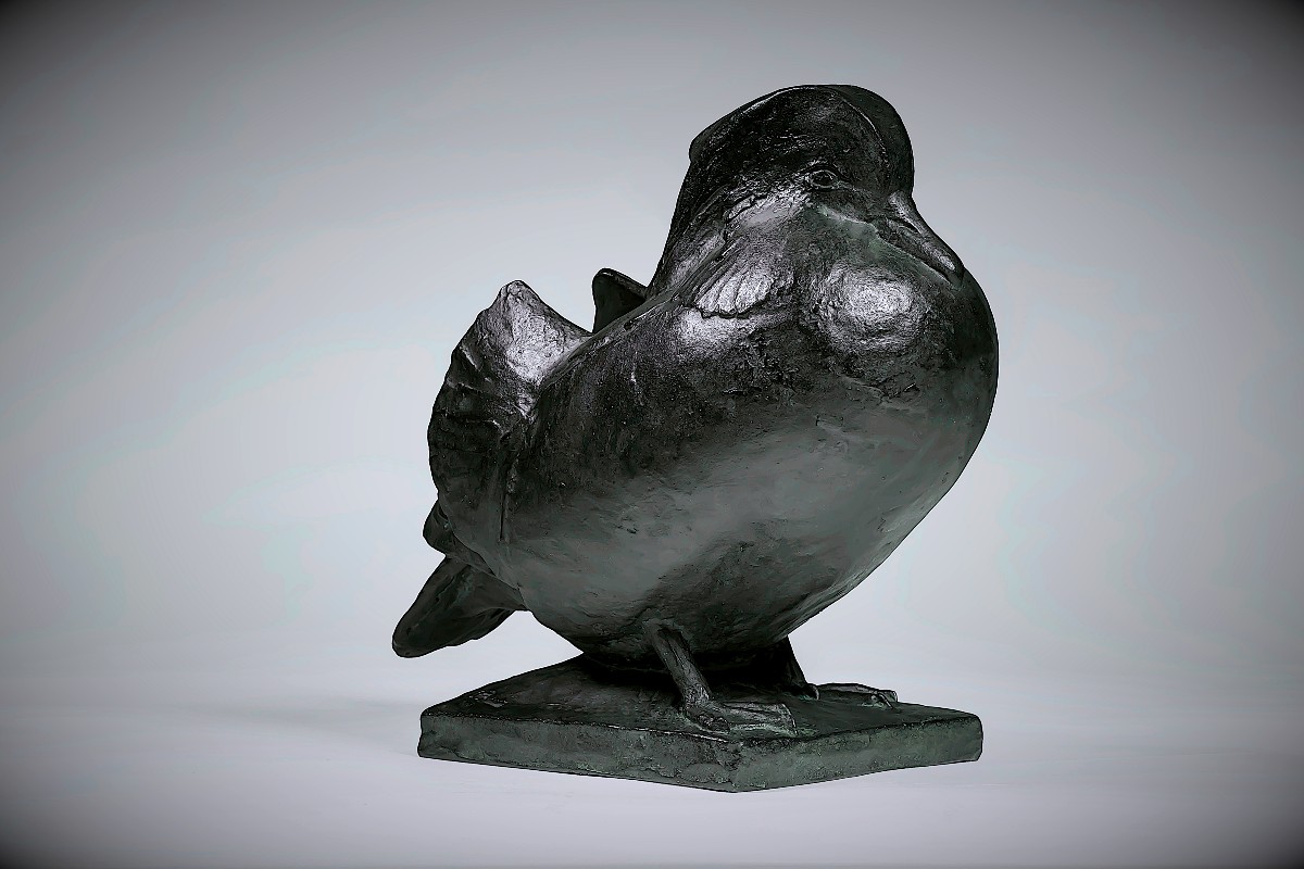 Signed Japanese Bronze - Mandarin Duck - (japan, Showa, 1926–1989)-photo-4