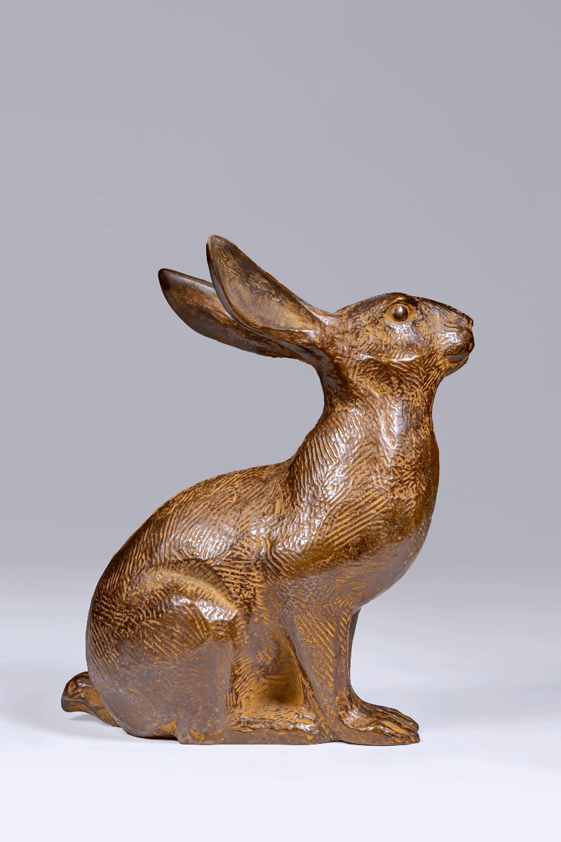 Japanese Bronze By Tsuda Eiju - Rabbit - (japan, Showa, 1926 – 1989, Around 1950)