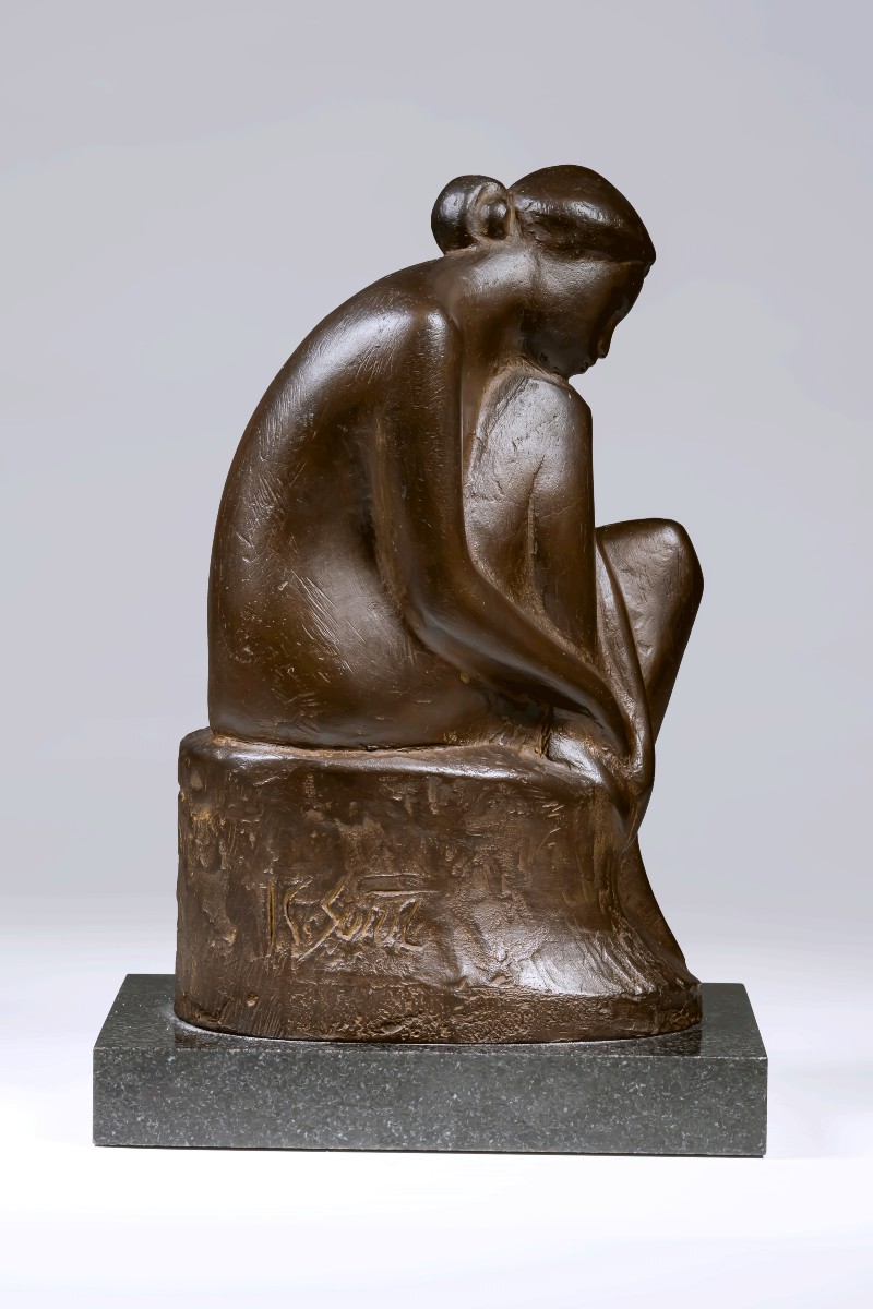 Bronze japonais signé Koji SUMI - « Pensées » -photo-3
