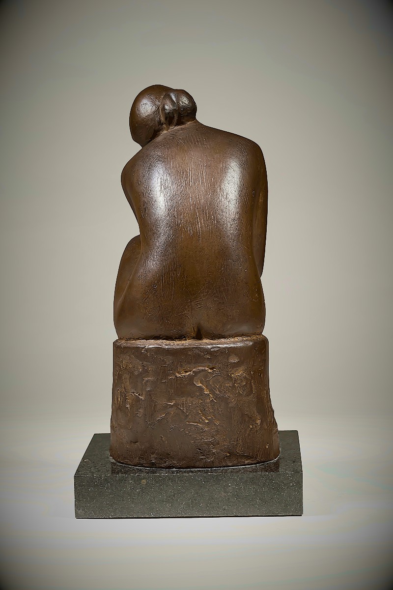 Japanese Bronze Signed Koji Sumi - "thoughts" -photo-4