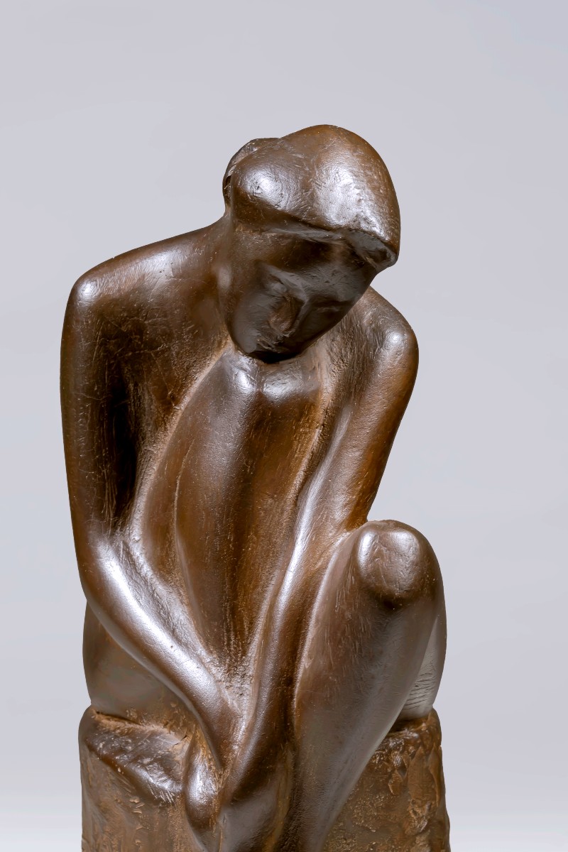 Bronze japonais signé Koji SUMI - « Pensées » -photo-1