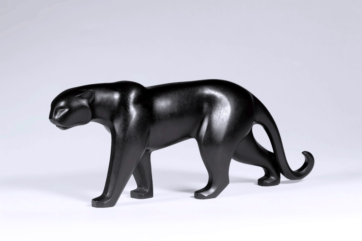 Japanese Bronze Signed Kabuki Hideaki (shumei) 株木秀明 – Leopard-photo-3
