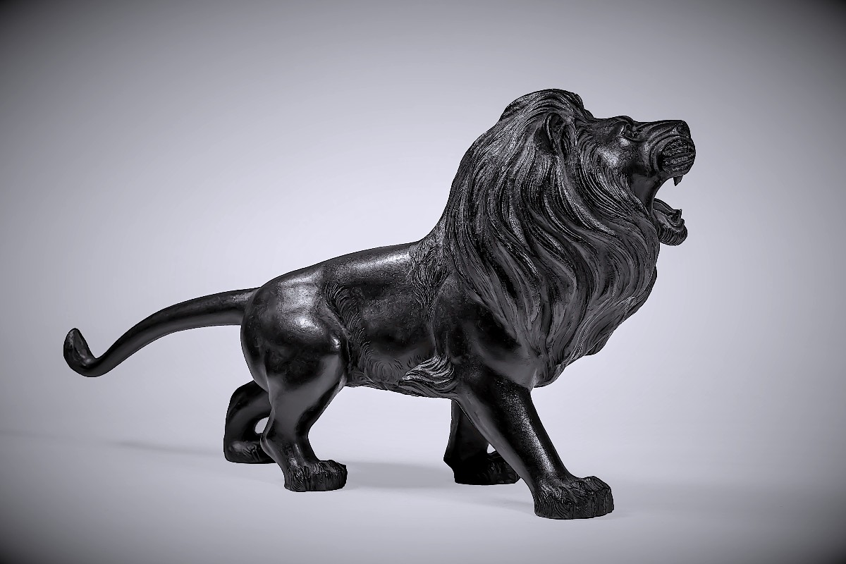 Bronze japonais de TSUNEMITSU 常光 (Meiji 1868-1912) - Lion-photo-4