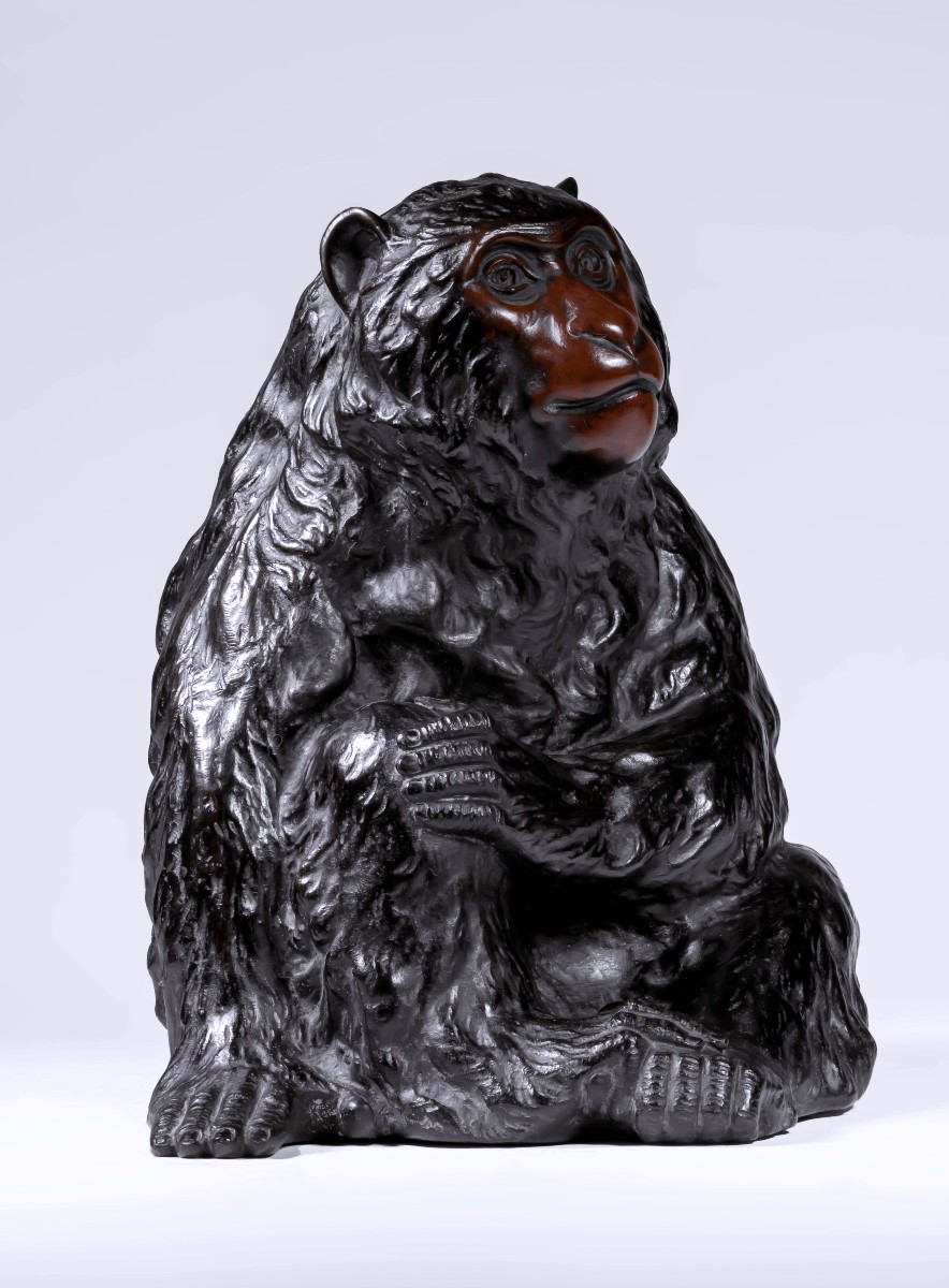 Bronze japonais de TSUNEYAMA 常山 (Japon, Meiji, 1868-1912) - Singe-photo-3