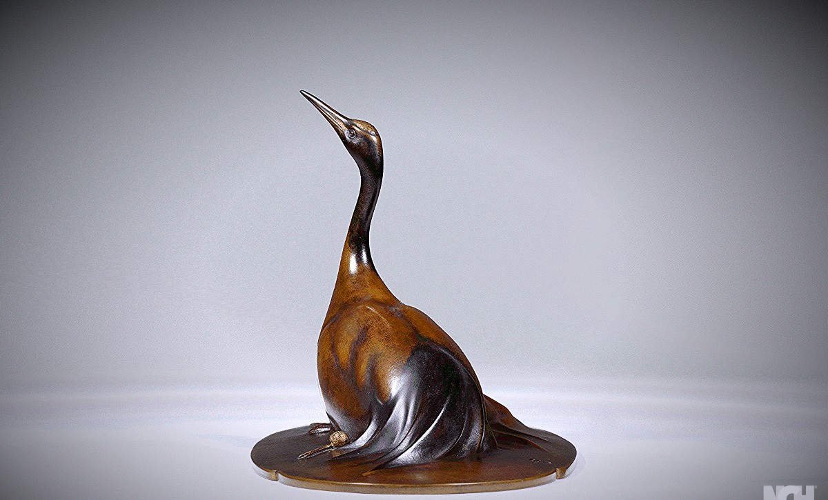 Bronze Japonais de Katô TATSUO  加藤 龍雄 - Minogame et grue-photo-3